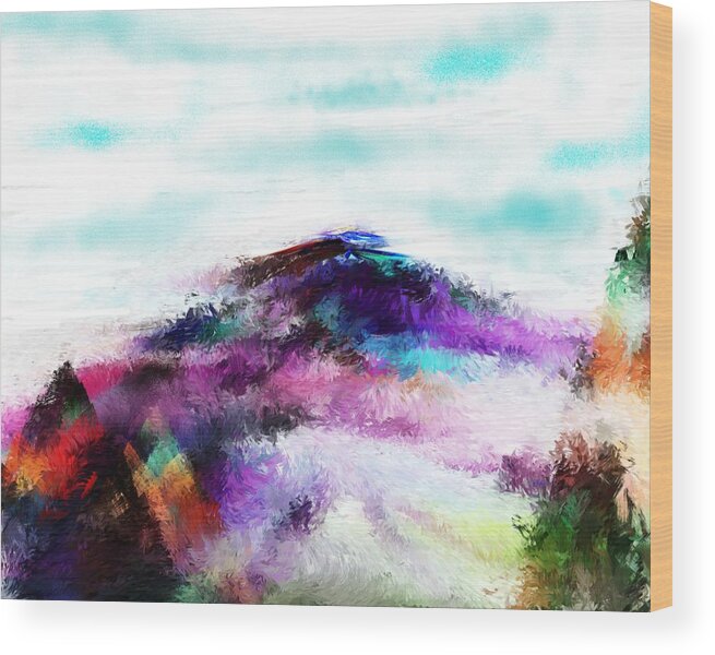 Digital Painting Wood Print featuring the digital art Fantasy Mountain by David Lane