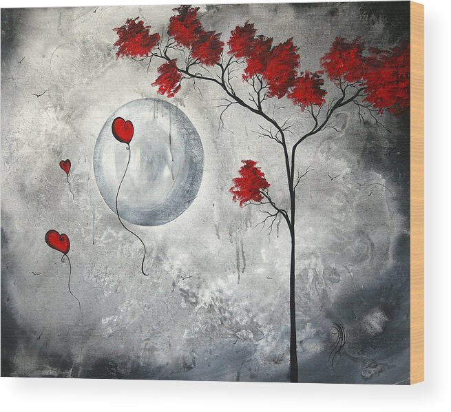 Abstract Wood Print featuring the painting Far Side of the Moon by MADART by Megan Duncanson