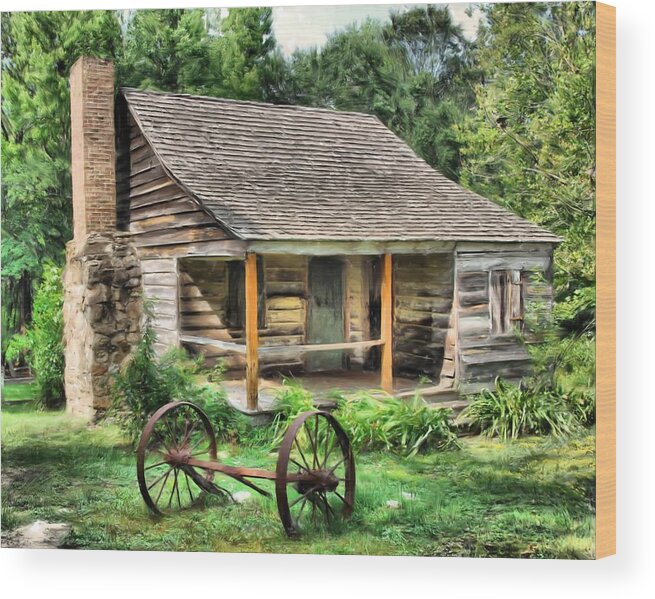 Cabin Wood Print featuring the painting Farm House by Steven Richardson