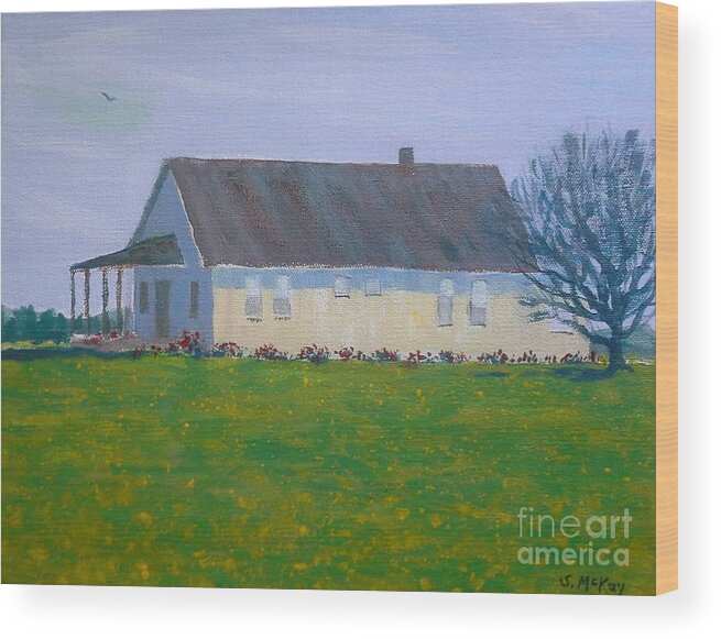 Farm Wood Print featuring the painting Farmhouse In Winlock Washington by Suzanne McKay