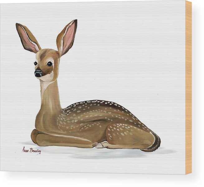 Fawn Wood Print featuring the painting Fawn with no Background by Anne Beverley-Stamps