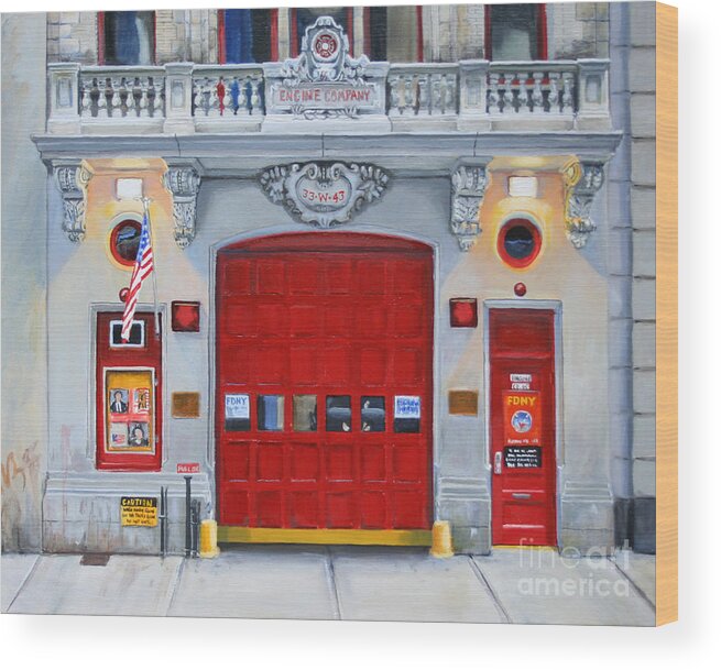 Fdny Wood Print featuring the painting FDNY Engine Company 65 by Paul Walsh