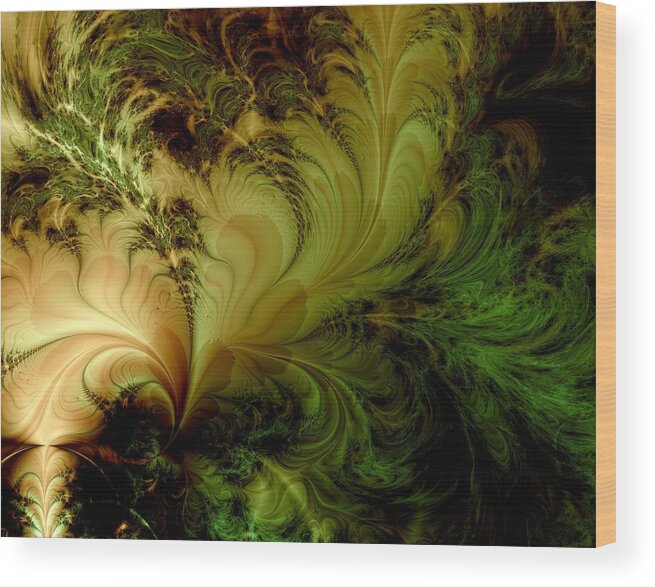 Feather Wood Print featuring the digital art Feathery Fantasy by Casey Kotas