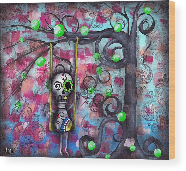 Day Of The Dead Wood Print featuring the painting Felipe by Abril Andrade