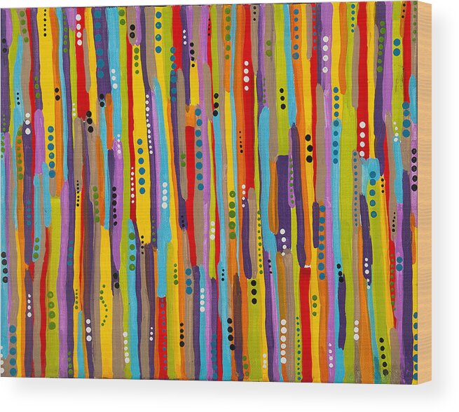 Fiesta Wood Print featuring the painting Fiesta Abstract by Katherine Oliver