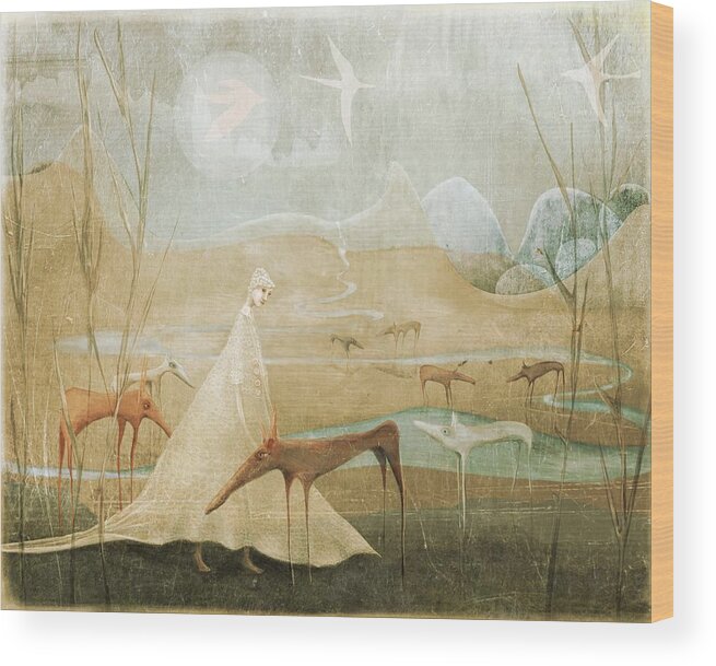 Landscape Wood Print featuring the digital art Finding Solace by Catherine Swenson