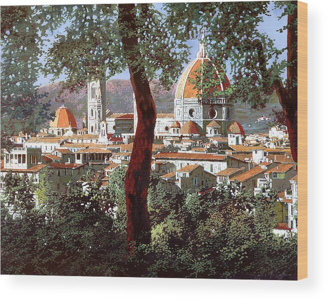 Landscape Wood Print featuring the painting Firenze by Guido Borelli
