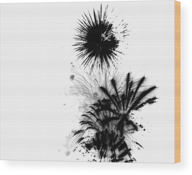 Line Wood Print featuring the drawing Firework Abstract 9 by Michelle Calkins