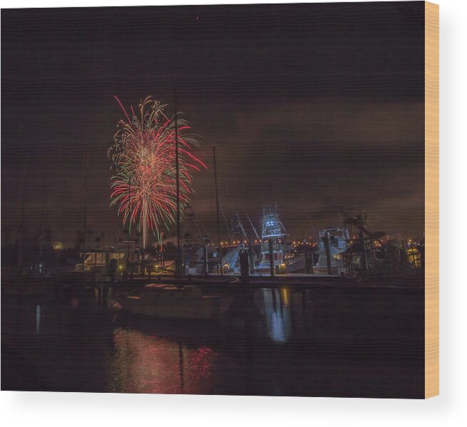 Fireworks Wood Print featuring the photograph Fireworks, 2018 by Dorothy Cunningham
