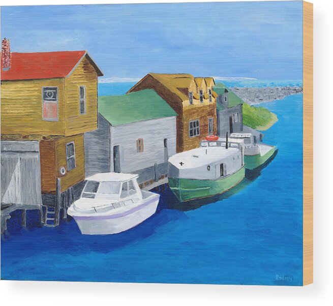 Fishtown Wood Print featuring the painting Fishtown by Rodney Campbell