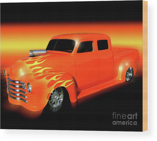 1948 Chevy Pickup Wood Print featuring the photograph Flaming 48 by Peter Piatt