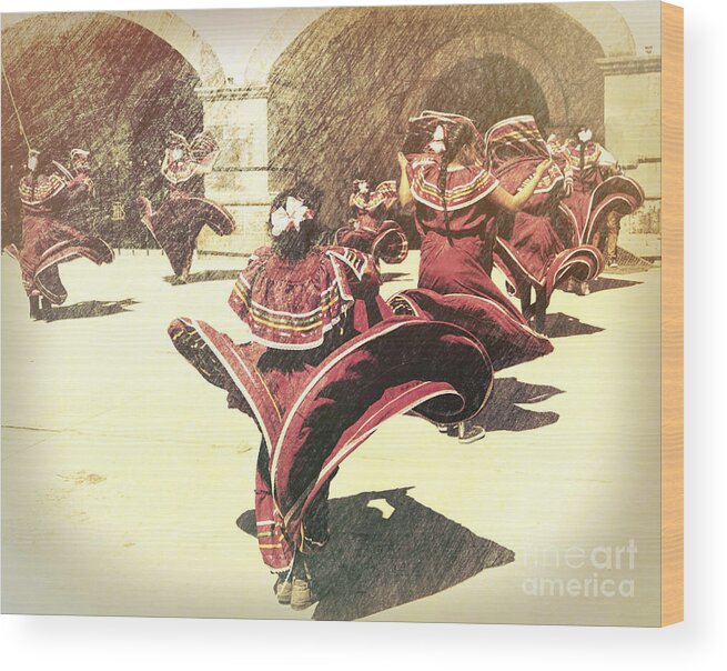 Dancers Wood Print featuring the photograph Flaring Skirts by Barry Weiss