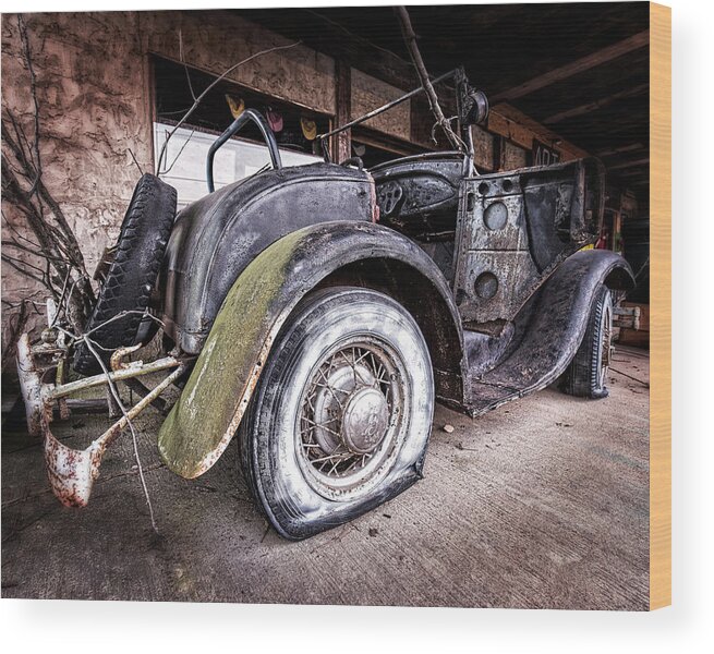 Old Wood Print featuring the photograph Flat Tire by Alan Raasch