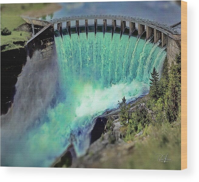 Sktech Wood Print featuring the photograph Flathead Lake Kerr Dam by Russ Harris
