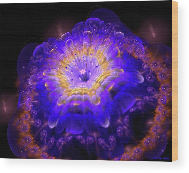 Magical Flower Wood Print featuring the digital art Flower from dreamland by Lilia S