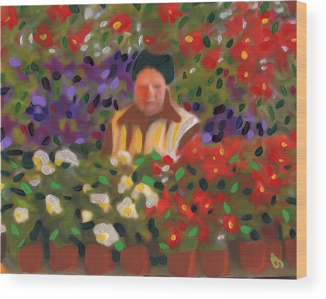 Lithuanian Wood Print featuring the painting Flowers For Sale by Deborah Boyd