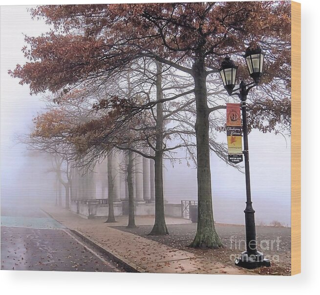 Fog Wood Print featuring the photograph Foggy Fall Morning by Janice Drew