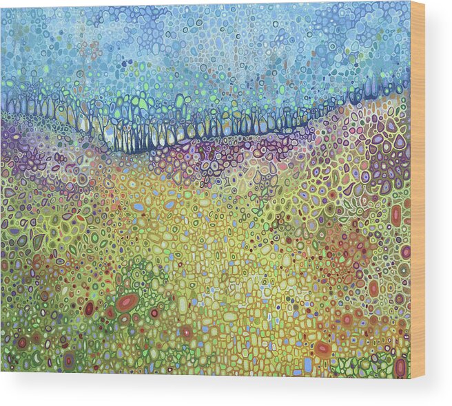 Abstract Landscape Wood Print featuring the painting Columnar Tapestry by Karen Williams-Brusubardis
