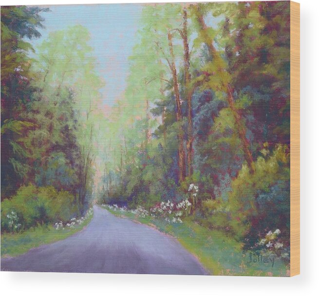Landscape Wood Print featuring the painting Forest Road by Nancy Jolley