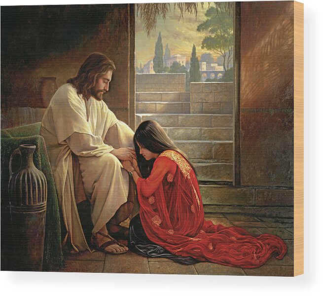 Jesus Wood Print featuring the painting Forgiven by Greg Olsen