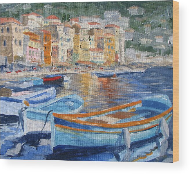 Seascape Wood Print featuring the painting French Harbor by Jay Johnson