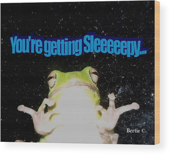 Photography Wood Print featuring the photograph FROG You're Getting Sleeeeeeepy by Bertie Edwards