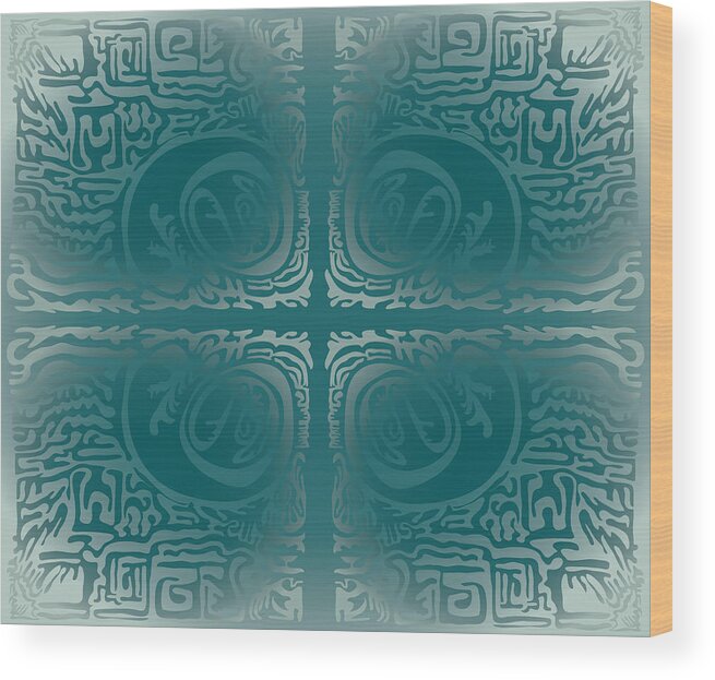 Frost Wood Print featuring the digital art Frost Squiggle Tile by Kevin McLaughlin