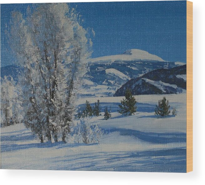 Landscape Wood Print featuring the painting Frost Tapestry by Lanny Grant
