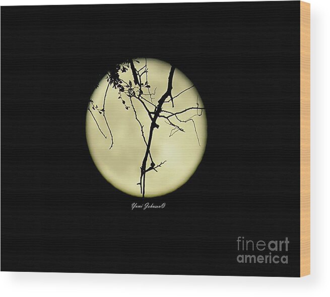 Moon Wood Print featuring the photograph Full Moon with Tree branchs by Yumi Johnson