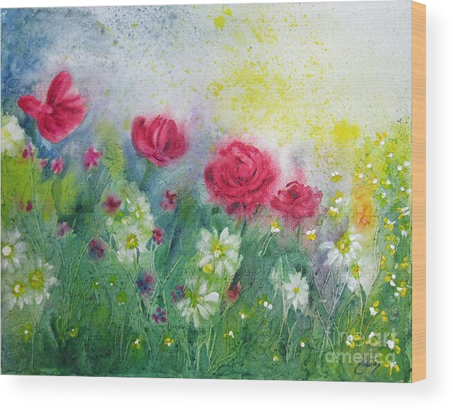 Painting Wood Print featuring the painting Garden Mist by Daniela Easter