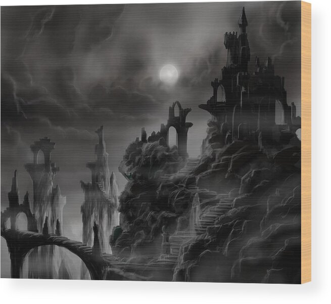 Ruins Wood Print featuring the painting Ghost Castle by James Hill