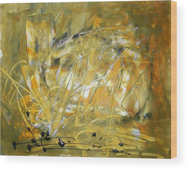 Sonal Raje Wood Print featuring the painting Golden Grass by Sonal Raje