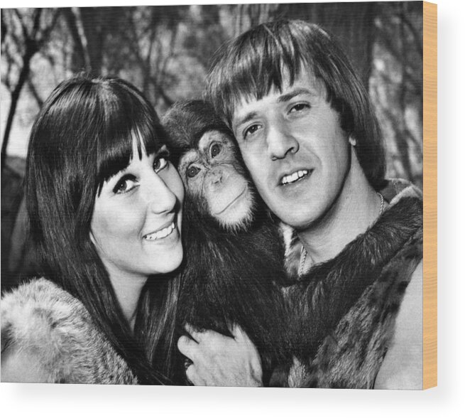 1960s Wood Print featuring the photograph Good Times, Cher, Sonny Bono, On Set by Everett