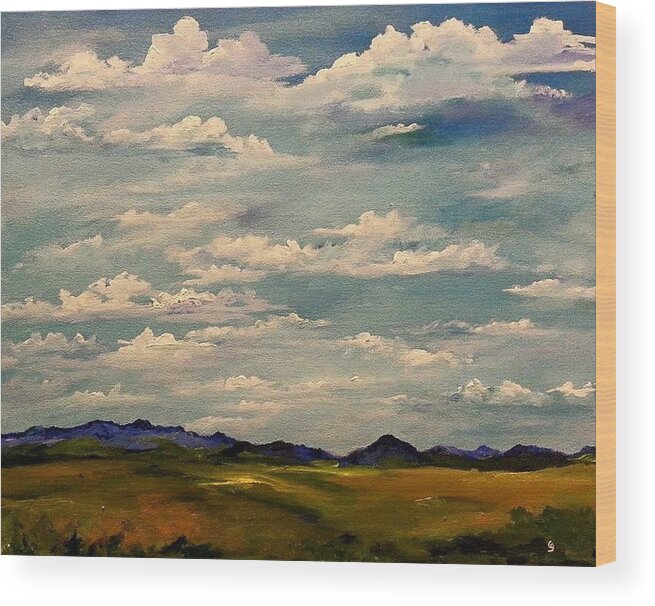 Clouds Wood Print featuring the painting Got Clouds by Cheryl Nancy Ann Gordon
