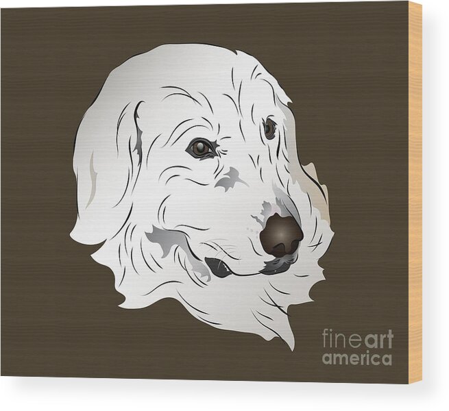 Graphic Dog Wood Print featuring the digital art Great Pyrenees Dog by MM Anderson