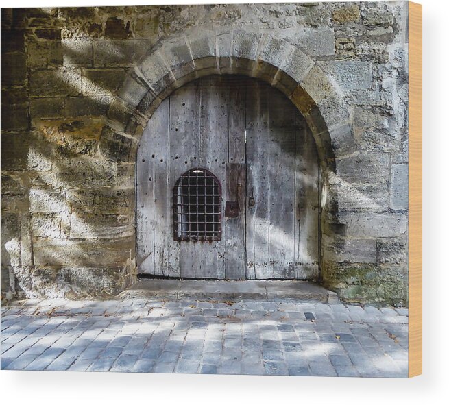 Door Wood Print featuring the photograph Guard Tower Door - Rothenburg by Pamela Newcomb