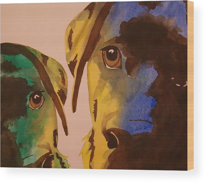 Labrador Wood Print featuring the painting Guiness Green and Bella Blue by Lynn Babineau