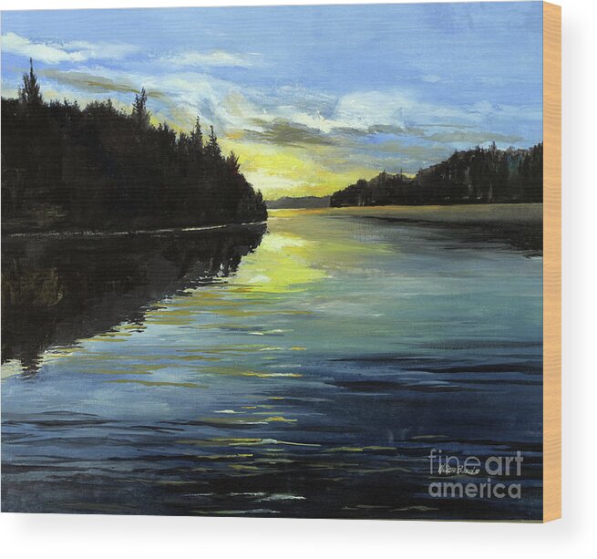 Water Wood Print featuring the painting Haliburton Sunrise by William Band
