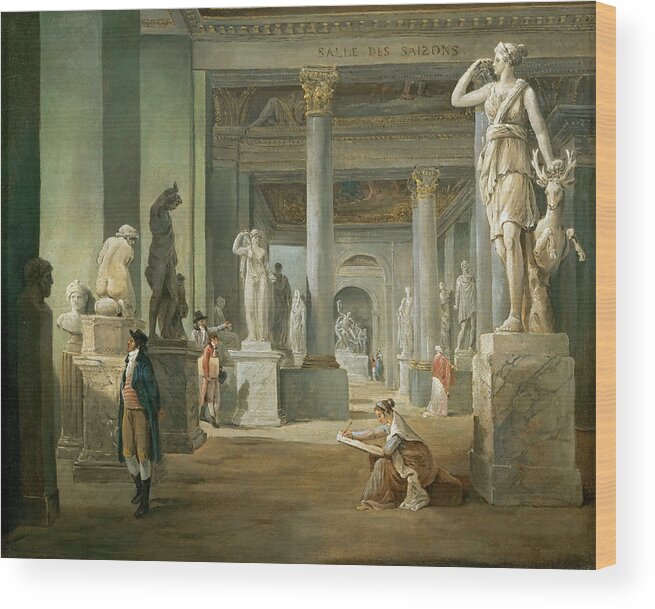 Hubert Robert Wood Print featuring the painting Hall of Seasons at the Louvre by Hubert Robert