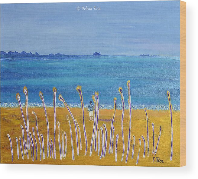 Ocean Wood Print featuring the painting Happy Dreams by Felicia Tica