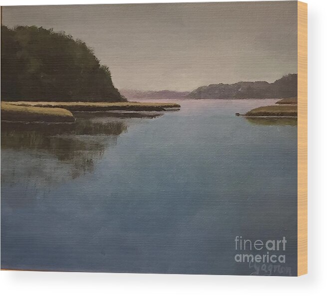 High Wood Print featuring the painting High Tide Little River by Claire Gagnon