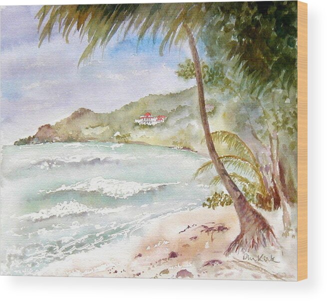 Tortola Wood Print featuring the painting High Surf at Brewers by Diane Kirk