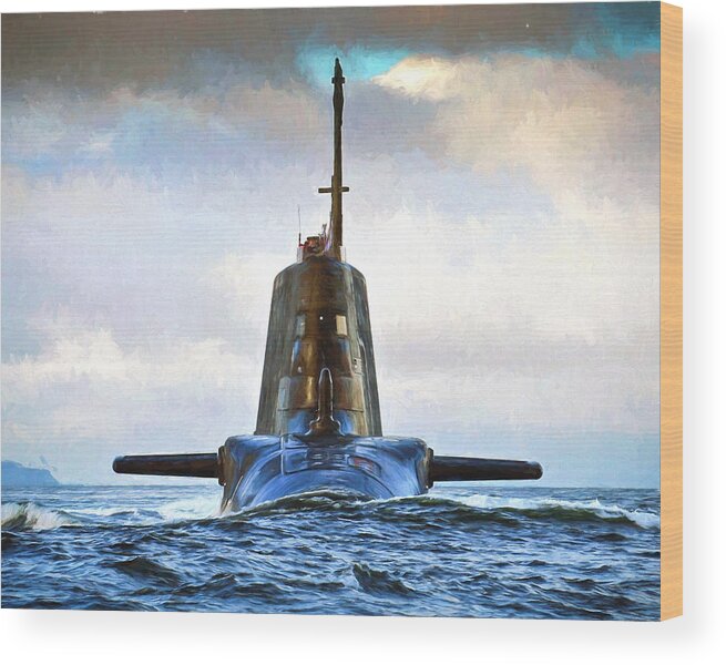 Astute Class Wood Print featuring the digital art HMS Ambush Submarine 2 by Roy Pedersen