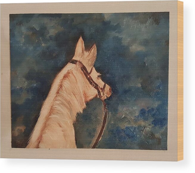 Palomino Wood Print featuring the painting Honey Palomino Horse 28 by Cheryl Nancy Ann Gordon
