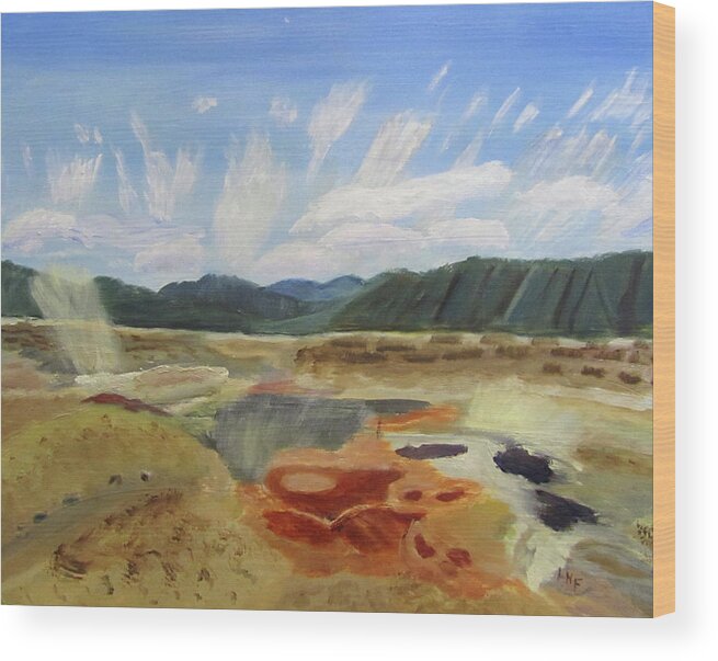 Yellowstone Wood Print featuring the painting Hot Springs by Linda Feinberg