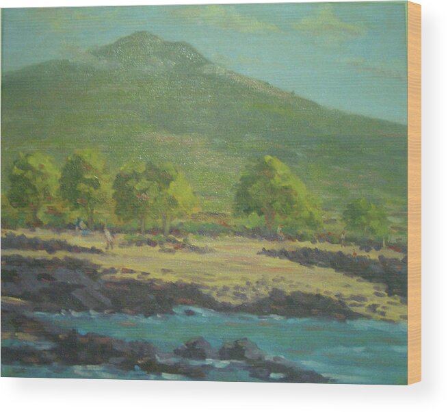 Impressionist Wood Print featuring the painting Hualalai Mountain by Stan Chraminski