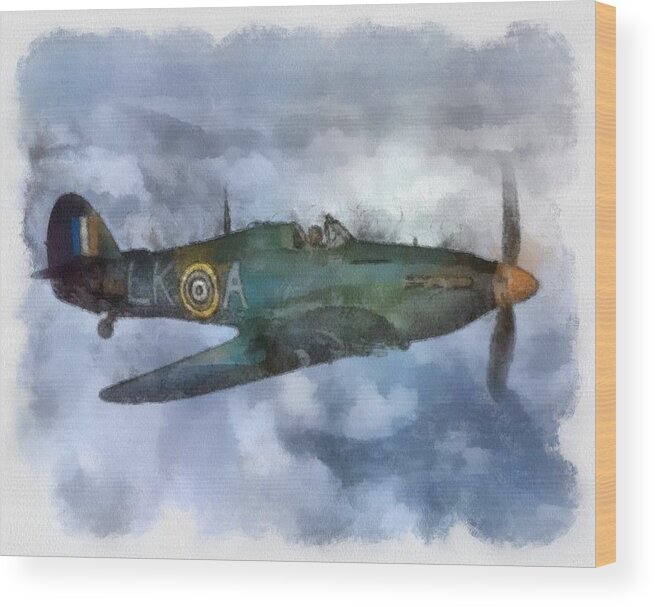 Hawker Wood Print featuring the painting Hurricane by Esoterica Art Agency