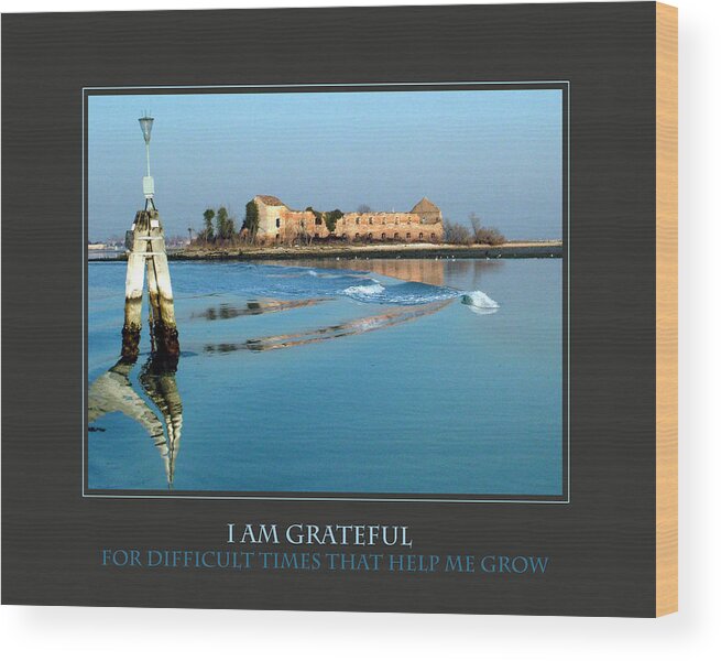 Motivational Wood Print featuring the photograph I Am Grateful For Difficult Times by Donna Corless