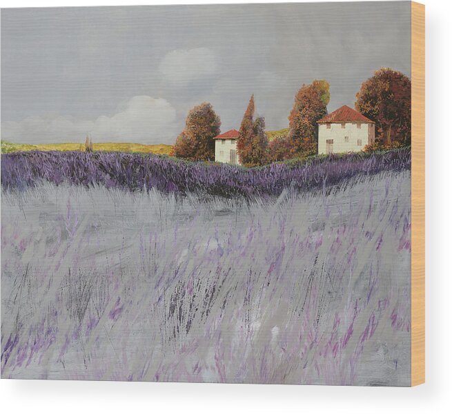 Lavender Wood Print featuring the painting I Campi Di Lavanda by Guido Borelli