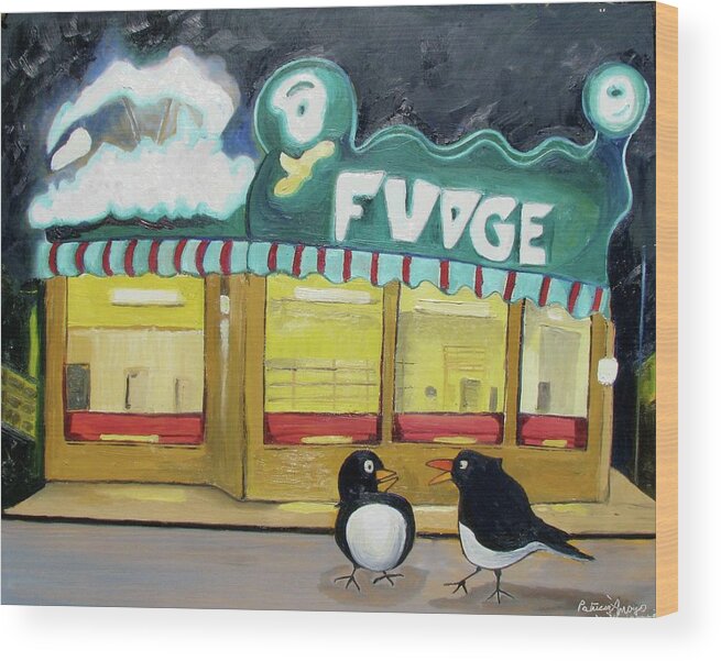 Figurative Abstraction Wood Print featuring the painting I Said Flounder not Fudge by Patricia Arroyo